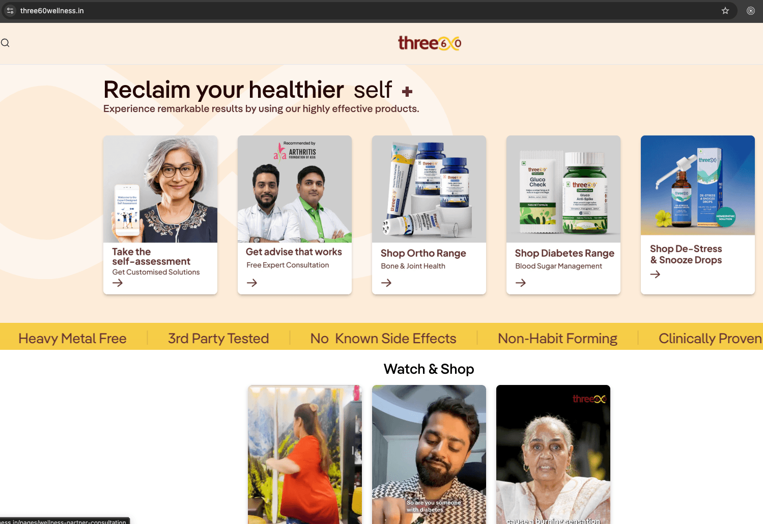 Modern E-commerce Website for 360 Wellness